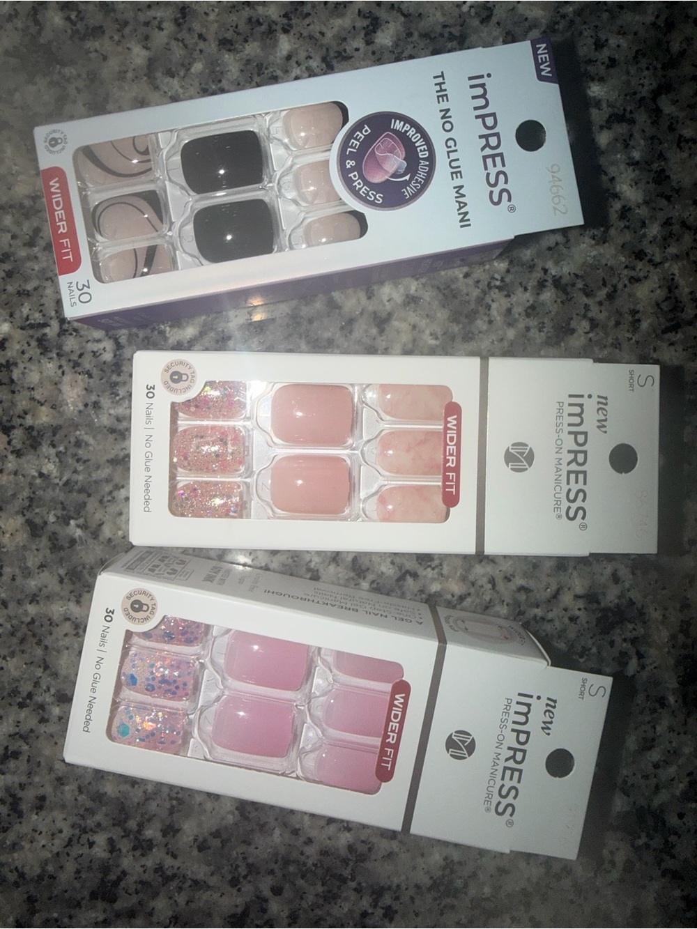 imPRESS Press-On Manicure Set - Pink & Black Assorted Nail Styles bundle of 3